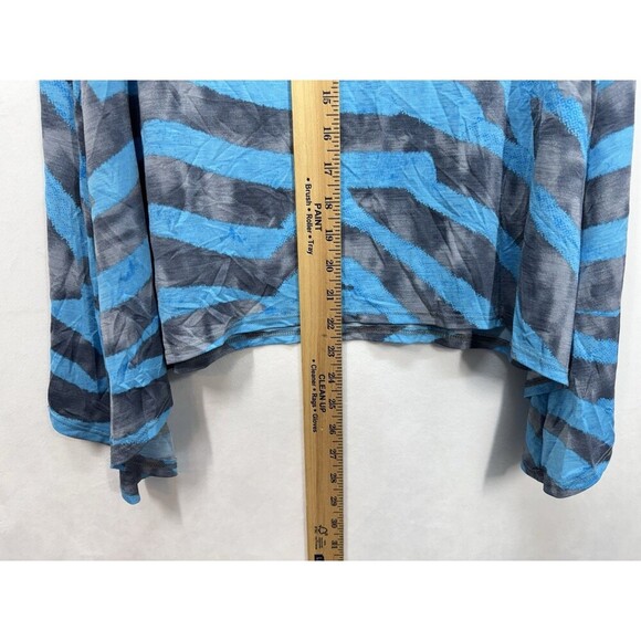 Clara Sun Woo Cold Shoulder Top Womens Small Blue Gray 3/4 Sleeve Stretch Tunic - Picture 6 of 8